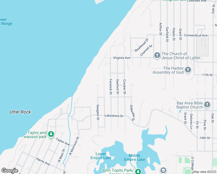 map of restaurants, bars, coffee shops, grocery stores, and more near 1090 Fenwick Street in Coos Bay