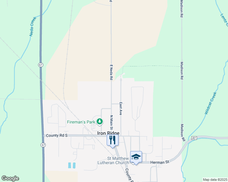 map of restaurants, bars, coffee shops, grocery stores, and more near 220 N Main St in Iron Ridge