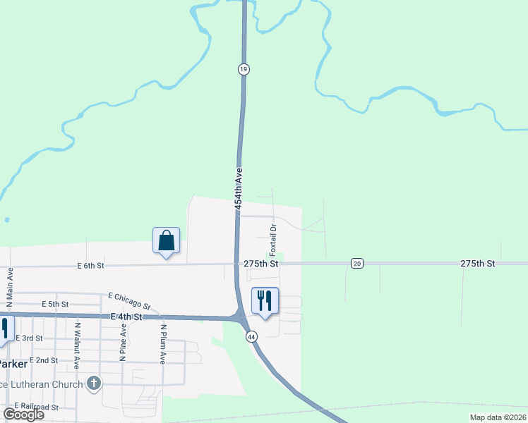 map of restaurants, bars, coffee shops, grocery stores, and more near 608 Foxtail Drive in Parker