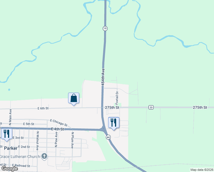 map of restaurants, bars, coffee shops, grocery stores, and more near 639 Apple Creek Road in Parker