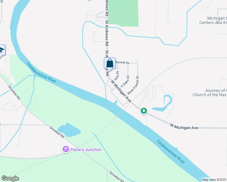 map of restaurants, bars, coffee shops, grocery stores, and more near 5951 West Michigan Avenue in Saginaw