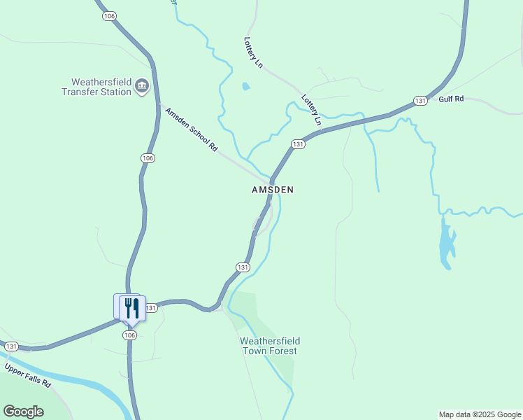 map of restaurants, bars, coffee shops, grocery stores, and more near 405 Amsden School Road in Weathersfield