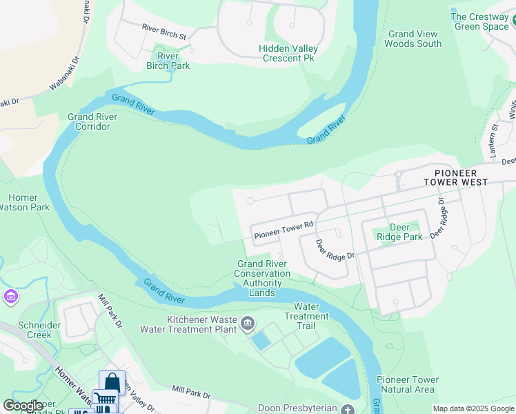 map of restaurants, bars, coffee shops, grocery stores, and more near 921 Deer Ridge Court in Kitchener