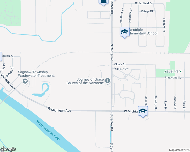 map of restaurants, bars, coffee shops, grocery stores, and more near 5185 Pheasant Run Drive in Saginaw