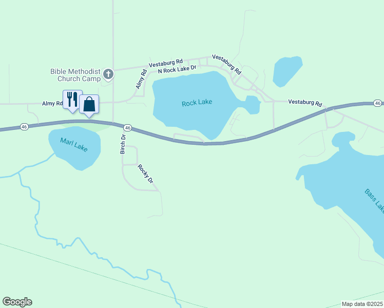 map of restaurants, bars, coffee shops, grocery stores, and more near 7086 Hc Edmore Road in Vestaburg