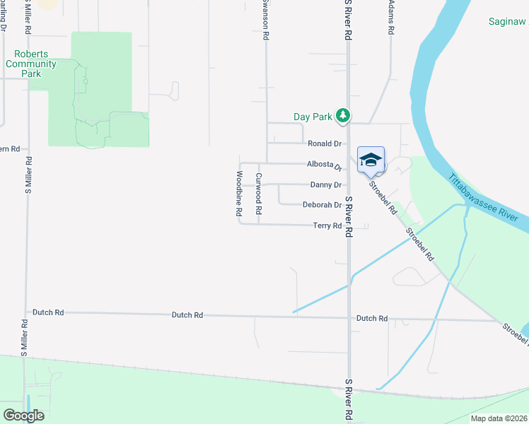 map of restaurants, bars, coffee shops, grocery stores, and more near 7240 Terry Road in Saginaw