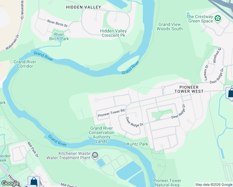 map of restaurants, bars, coffee shops, grocery stores, and more near 54 Deer Ridge Crescent in Kitchener
