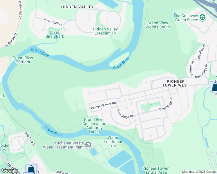 map of restaurants, bars, coffee shops, grocery stores, and more near 54 Deer Ridge Crescent in Kitchener