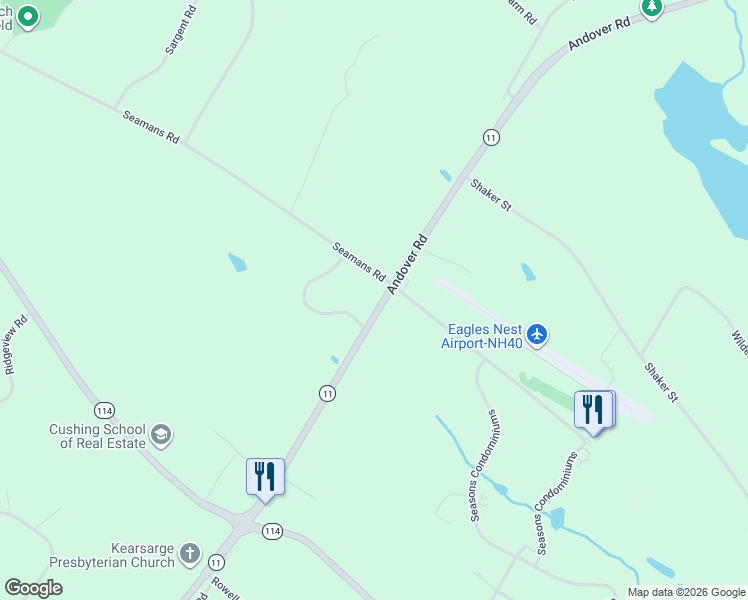 map of restaurants, bars, coffee shops, grocery stores, and more near 295 Andover Road in New London