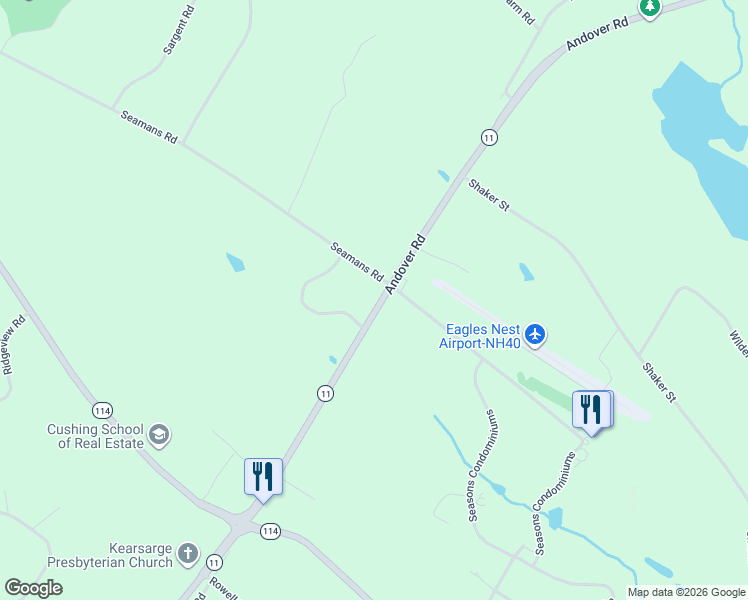 map of restaurants, bars, coffee shops, grocery stores, and more near 295 Andover Road in New London