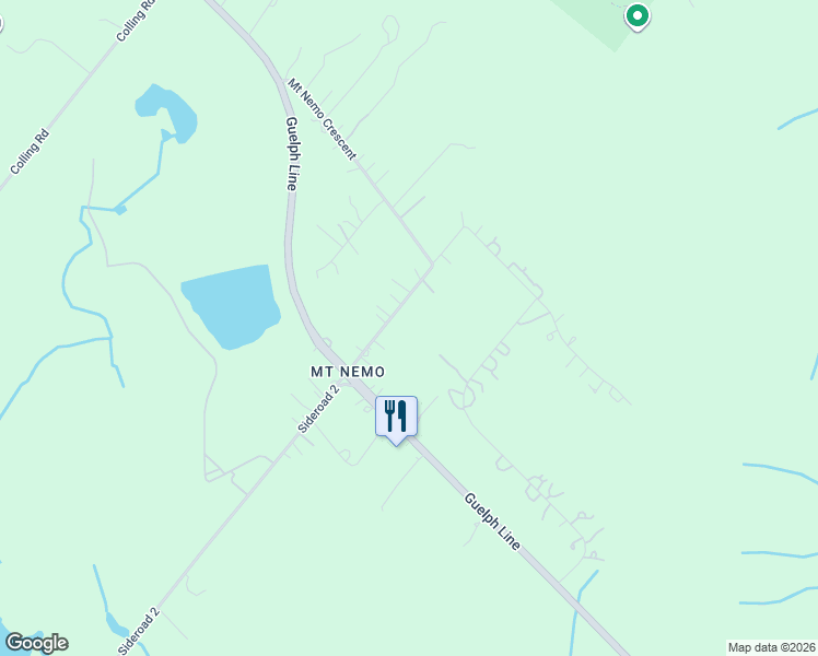 map of restaurants, bars, coffee shops, grocery stores, and more near 2602 NO 2 SIDE Road in Burlington
