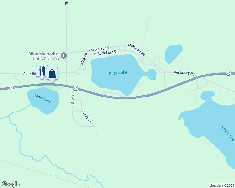 map of restaurants, bars, coffee shops, grocery stores, and more near 7086 Hc Edmore Road in Vestaburg