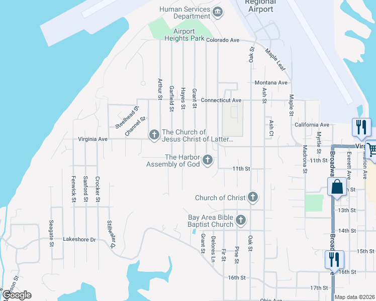 map of restaurants, bars, coffee shops, grocery stores, and more near 2003 Grant Street in North Bend