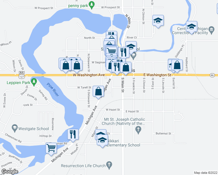 map of restaurants, bars, coffee shops, grocery stores, and more near 27 South Mill Street in St. Louis