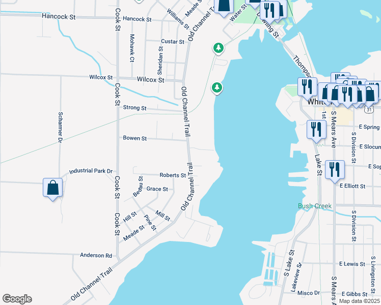 map of restaurants, bars, coffee shops, grocery stores, and more near 8167 Old Channel Trail in Montague