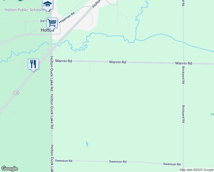 map of restaurants, bars, coffee shops, grocery stores, and more near 6897 Marvin Road in Holton