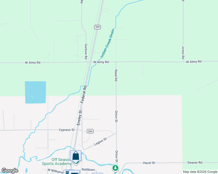map of restaurants, bars, coffee shops, grocery stores, and more near 805 Orton Street in Howard City
