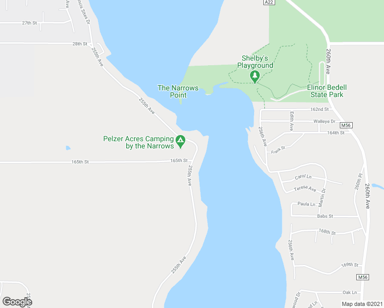 map of restaurants, bars, coffee shops, grocery stores, and more near 16493 255th Avenue in Spirit Lake