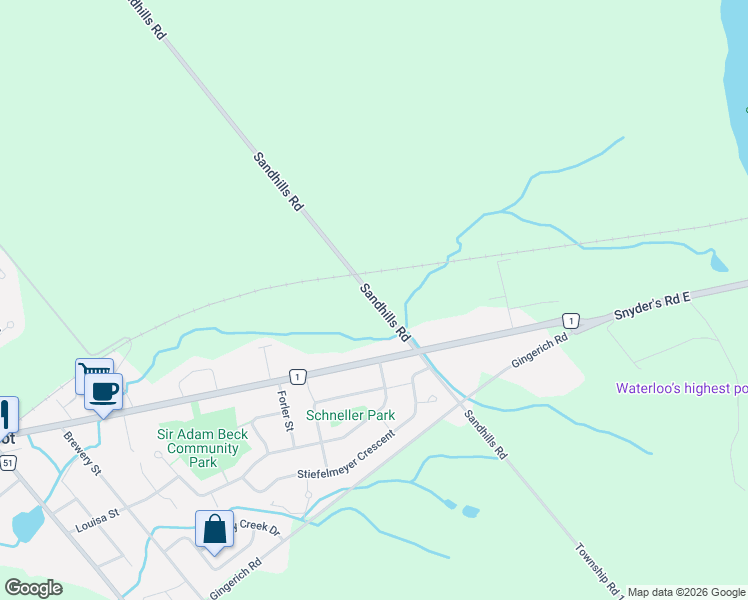 map of restaurants, bars, coffee shops, grocery stores, and more near 3040 Sandhills Road in Wilmot