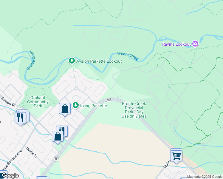 map of restaurants, bars, coffee shops, grocery stores, and more near 2827 Old Burloak Dr. in Burlington
