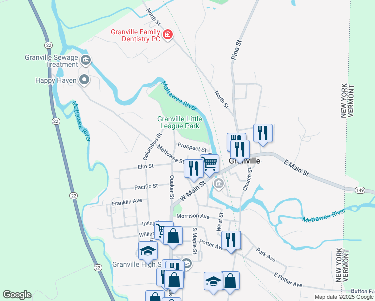 map of restaurants, bars, coffee shops, grocery stores, and more near 15 Prospect St in Granville