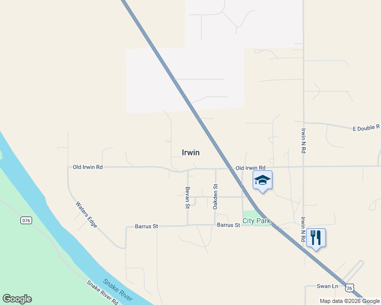 map of restaurants, bars, coffee shops, grocery stores, and more near in Irwin