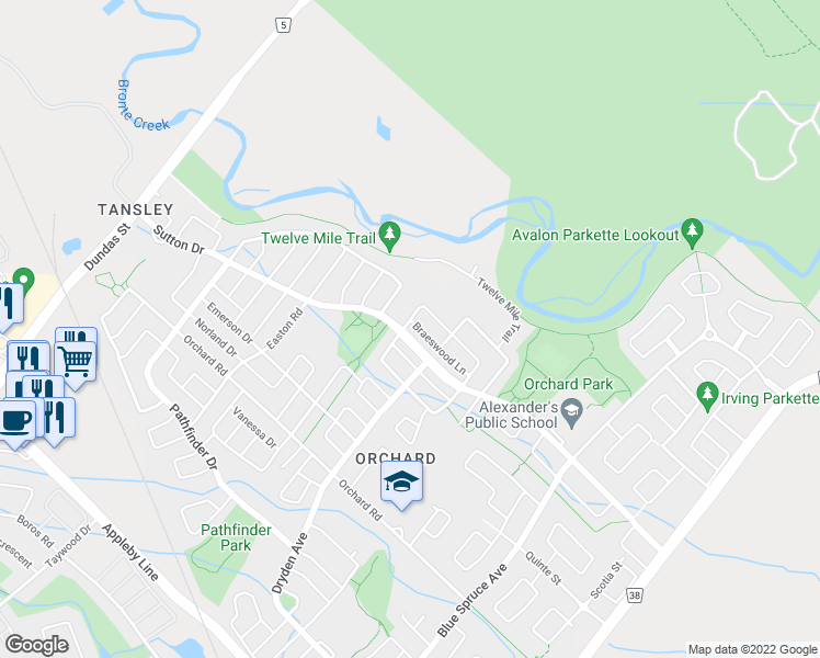 map of restaurants, bars, coffee shops, grocery stores, and more near 2373 Sutton Drive in Burlington