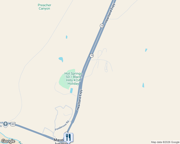 map of restaurants, bars, coffee shops, grocery stores, and more near 27590 South Dakota 79 in Hot Springs