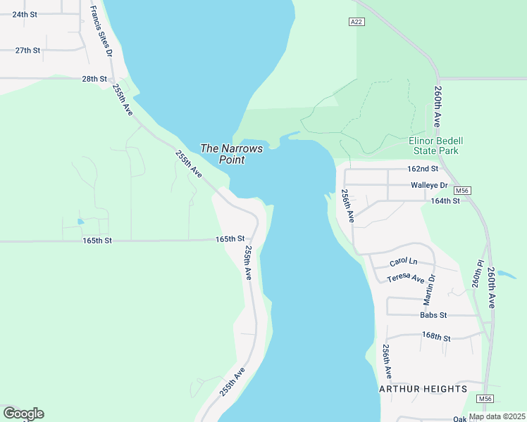 map of restaurants, bars, coffee shops, grocery stores, and more near 16072-16412 255th Avenue in Spirit Lake