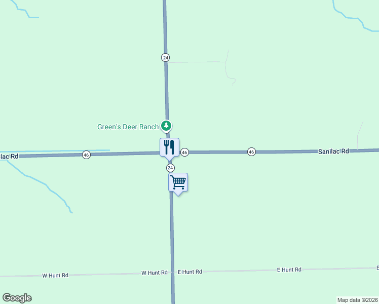 map of restaurants, bars, coffee shops, grocery stores, and more near 81 Sanilac Road in Caro