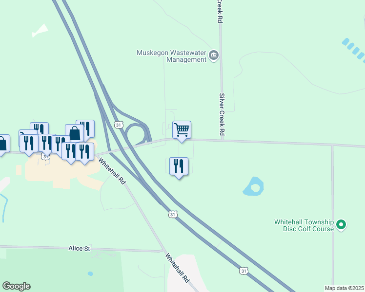 map of restaurants, bars, coffee shops, grocery stores, and more near 2737 East Colby Street in Whitehall