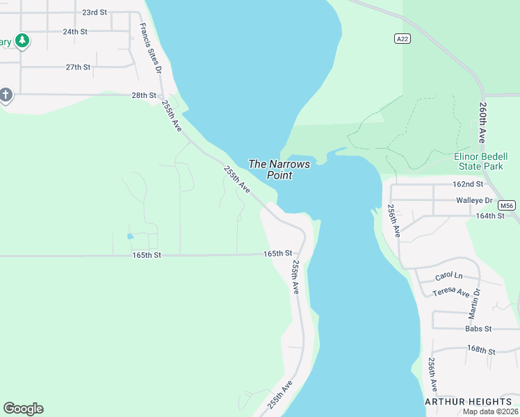 map of restaurants, bars, coffee shops, grocery stores, and more near 16133-16491 255th Avenue in Spirit Lake