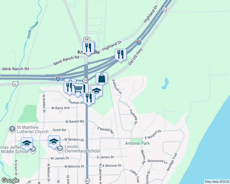 map of restaurants, bars, coffee shops, grocery stores, and more near 1749 Parknoll Lane in Port Washington