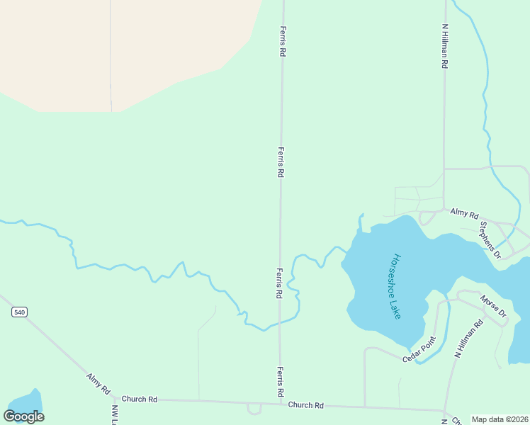 map of restaurants, bars, coffee shops, grocery stores, and more near 8051 Ferris Road in Six Lakes