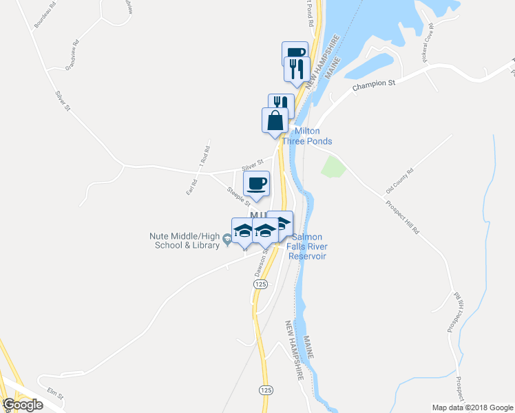 map of restaurants, bars, coffee shops, grocery stores, and more near 8 Steeple Street in Milton