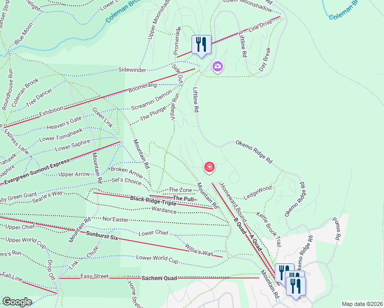 map of restaurants, bars, coffee shops, grocery stores, and more near 42 Stewart Lane in Windsor County