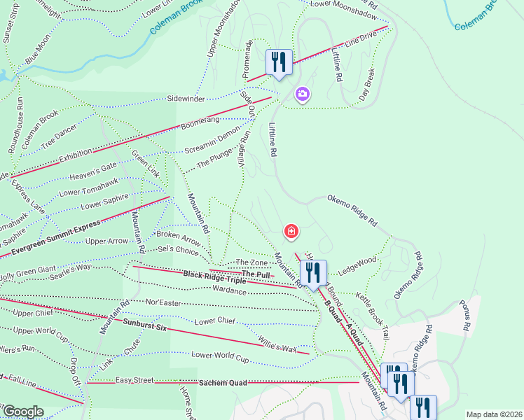 map of restaurants, bars, coffee shops, grocery stores, and more near 72 Stewart Lane in Windsor County