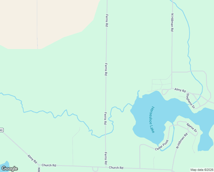 map of restaurants, bars, coffee shops, grocery stores, and more near 8051 Ferris Road in Six Lakes