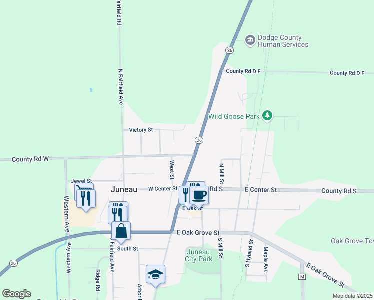 map of restaurants, bars, coffee shops, grocery stores, and more near 142 West North Street in Juneau