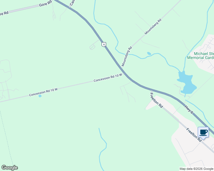 map of restaurants, bars, coffee shops, grocery stores, and more near 962 Concession Road 10 West in Hamilton