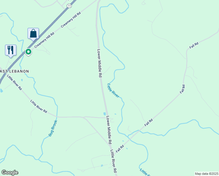 map of restaurants, bars, coffee shops, grocery stores, and more near 184 Lower Middle Road in Lebanon