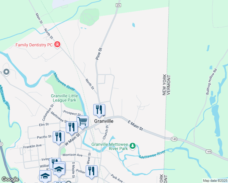 map of restaurants, bars, coffee shops, grocery stores, and more near 18-20 Broadview Terrace in Granville