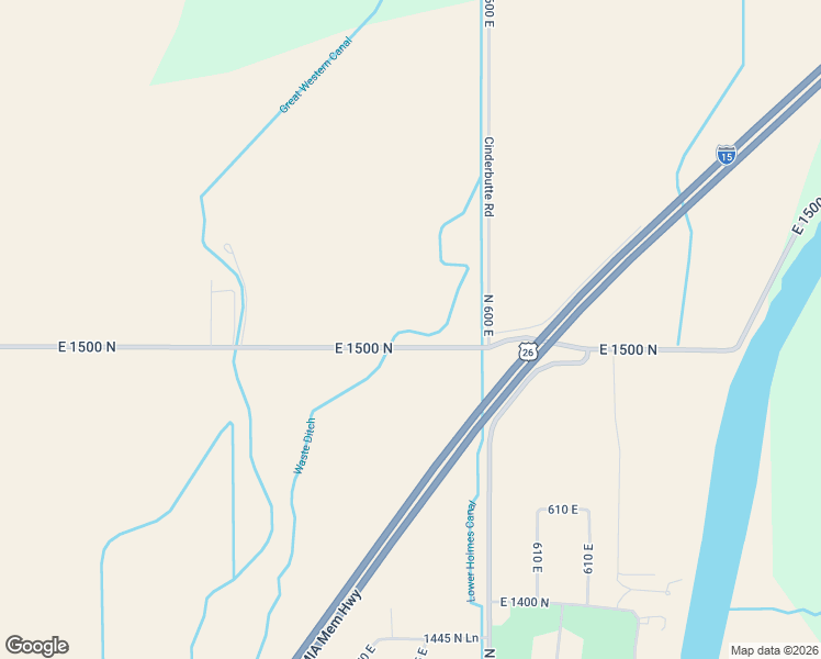 map of restaurants, bars, coffee shops, grocery stores, and more near 564 East 1500 North in Shelley