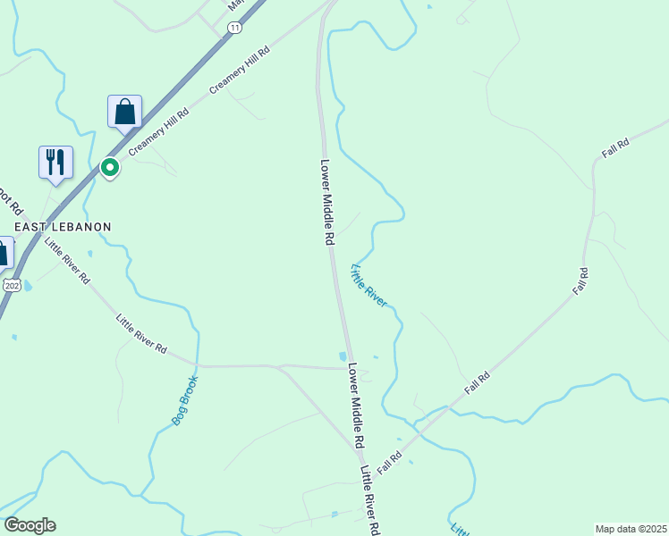 map of restaurants, bars, coffee shops, grocery stores, and more near 184 Lower Middle Road in Lebanon