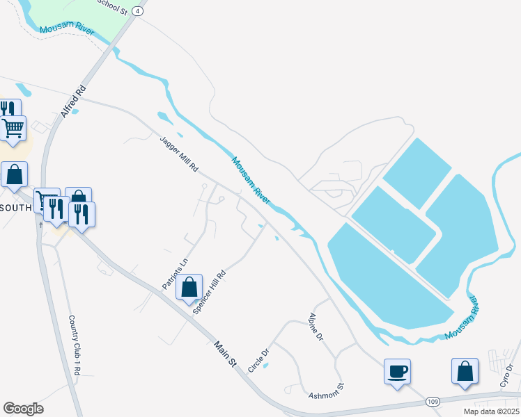 map of restaurants, bars, coffee shops, grocery stores, and more near 199 Jagger Mill Road in Sanford