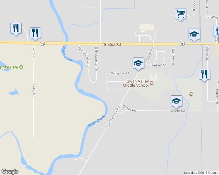 map of restaurants, bars, coffee shops, grocery stores, and more near 8930 Crooked Creek Drive in Saginaw