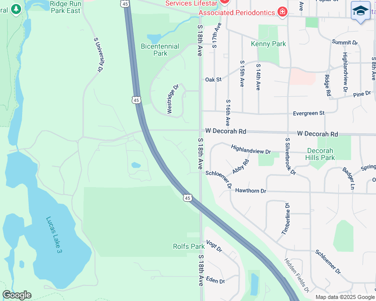 map of restaurants, bars, coffee shops, grocery stores, and more near 6065 South 18th Avenue in West Bend