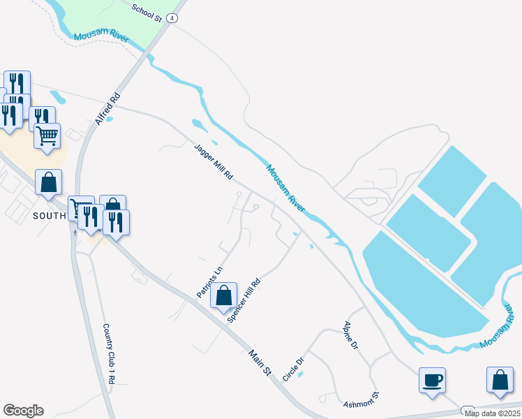 map of restaurants, bars, coffee shops, grocery stores, and more near 5 Boulder Lane in Sanford