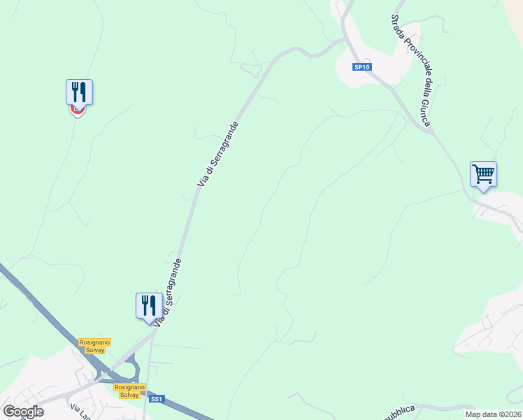 map of restaurants, bars, coffee shops, grocery stores, and more near 59 Località Col di Leccio in Provincia di Livorno