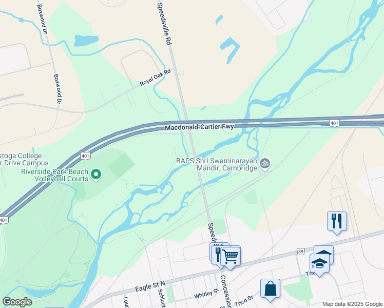 map of restaurants, bars, coffee shops, grocery stores, and more near 43 Rogers Drive in Breslau
